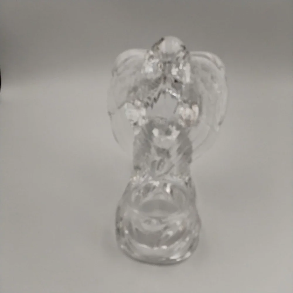 Vintage DePlomb Lead Crystal Kneeling Praying Angel Votive Candle Holder USA 6